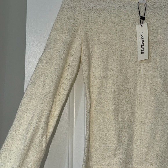 Commense Cream Fuzzy Knit Long Sleeve Sweater Top Size S NWT - Picture 9 of 13